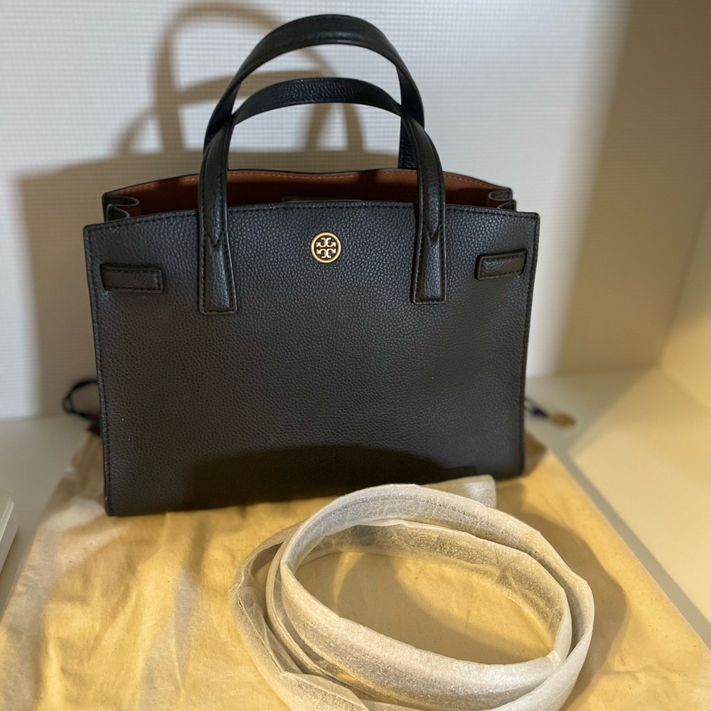Tory Burch Black Leather Tote Bag